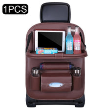 Load image into Gallery viewer, Pu Leather Pad Bag Car Seat Back Organizer Foldable Table Tray Travel Storage Bag Foldable Dining Table Car Seat Storage Bag
