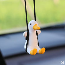 Load image into Gallery viewer, Gypsum Cool White Swing Duck with Sunglasses Automoblie Decor Car Rearview Mirror Ornaments Creative Duck Auto Decoration
