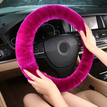 Load image into Gallery viewer, Authentic Sheepskin Car Stretch-on Steering Wheel Cover/Soft Australian Wool Vehicle braid on the steering-Wheel Protector
