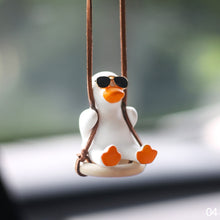 Load image into Gallery viewer, Gypsum Cool White Swing Duck with Sunglasses Automoblie Decor Car Rearview Mirror Ornaments Creative Duck Auto Decoration
