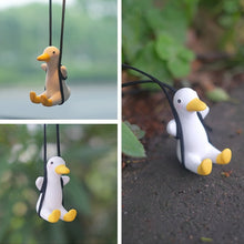 Load image into Gallery viewer, Gypsum Cool White Swing Duck with Sunglasses Automoblie Decor Car Rearview Mirror Ornaments Creative Duck Auto Decoration
