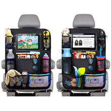 Load image into Gallery viewer, Car Backseat Organizer with Touch Screen Tablet Holder + 9 Storage Pockets Kick Mats Car Seat Back Protectors for Kids Toddlers
