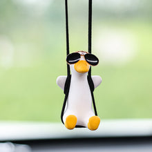 Load image into Gallery viewer, Gypsum Cool White Swing Duck with Sunglasses Automoblie Decor Car Rearview Mirror Ornaments Creative Duck Auto Decoration
