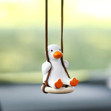 Load image into Gallery viewer, Gypsum Cool White Swing Duck with Sunglasses Automoblie Decor Car Rearview Mirror Ornaments Creative Duck Auto Decoration
