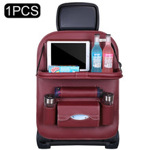 Load image into Gallery viewer, Pu Leather Pad Bag Car Seat Back Organizer Foldable Table Tray Travel Storage Bag Foldable Dining Table Car Seat Storage Bag
