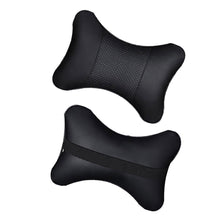 Load image into Gallery viewer, 2pcs Car Neck Pillow  Double-sided PU Leather Perforating Design Hole-digging Car Headrest pillow Auto Safety Accessories
