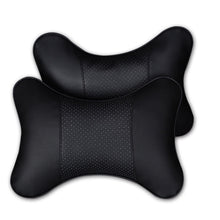 Load image into Gallery viewer, 2pcs Car Neck Pillow  Double-sided PU Leather Perforating Design Hole-digging Car Headrest pillow Auto Safety Accessories
