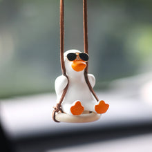 Load image into Gallery viewer, Gypsum Cool White Swing Duck with Sunglasses Automoblie Decor Car Rearview Mirror Ornaments Creative Duck Auto Decoration
