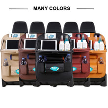 Load image into Gallery viewer, Pu Leather Pad Bag Car Seat Back Organizer Foldable Table Tray Travel Storage Bag Foldable Dining Table Car Seat Storage Bag
