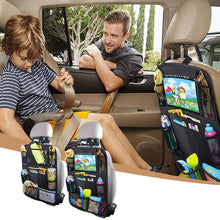 Load image into Gallery viewer, Car Backseat Organizer with Touch Screen Tablet Holder + 9 Storage Pockets Kick Mats Car Seat Back Protectors for Kids Toddlers
