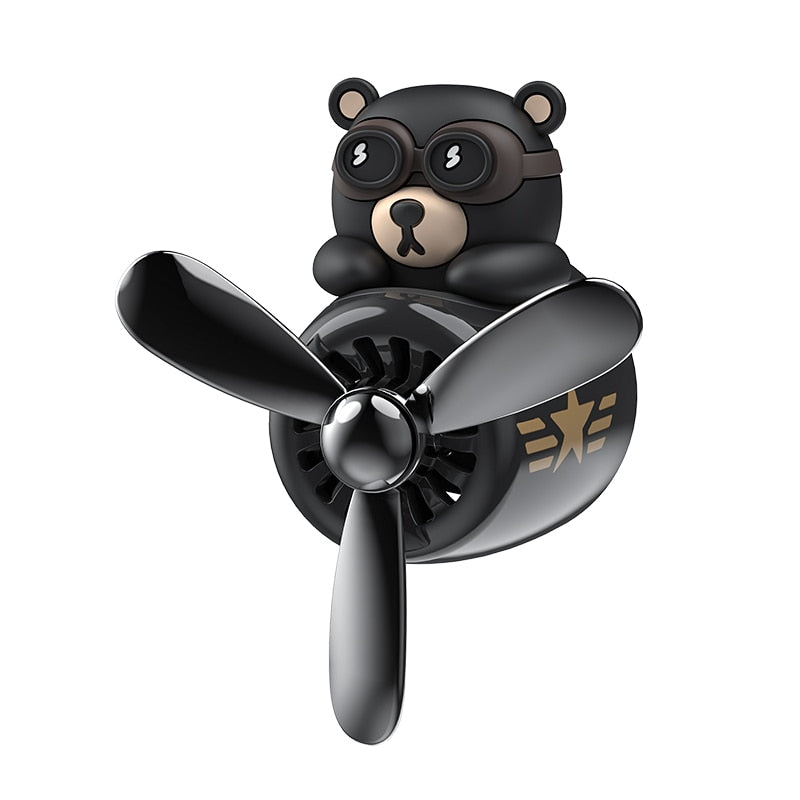 Car Air Freshener Bear Pilot Rotating Propeller Outlet Fragrance Interior Perfume Diffuse Auto Accessories Air Fresheners