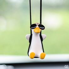 Load image into Gallery viewer, Gypsum Cool White Swing Duck with Sunglasses Automoblie Decor Car Rearview Mirror Ornaments Creative Duck Auto Decoration
