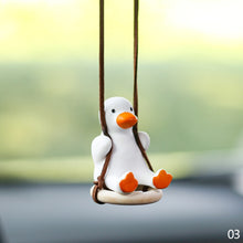 Load image into Gallery viewer, Gypsum Cool White Swing Duck with Sunglasses Automoblie Decor Car Rearview Mirror Ornaments Creative Duck Auto Decoration
