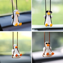 Load image into Gallery viewer, Gypsum Cool White Swing Duck with Sunglasses Automoblie Decor Car Rearview Mirror Ornaments Creative Duck Auto Decoration
